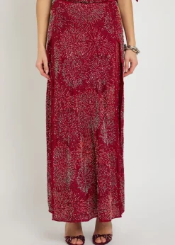 Bead-embellished chiffon maxi skirt