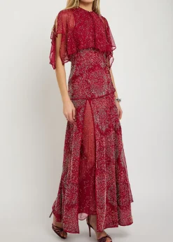 Bead-embellished chiffon maxi skirt
