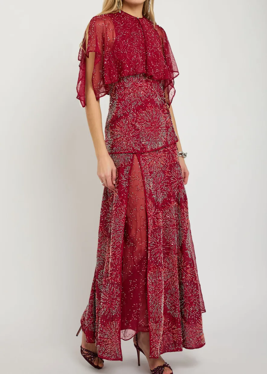 Bead-embellished chiffon maxi skirt