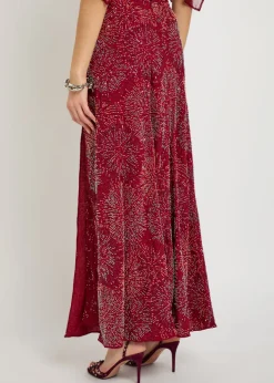 Bead-embellished chiffon maxi skirt