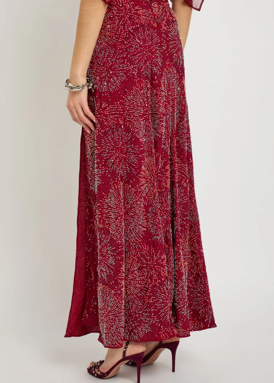 Bead-embellished chiffon maxi skirt