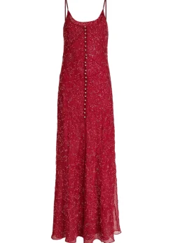 Bead-embellished chiffon maxi dress
