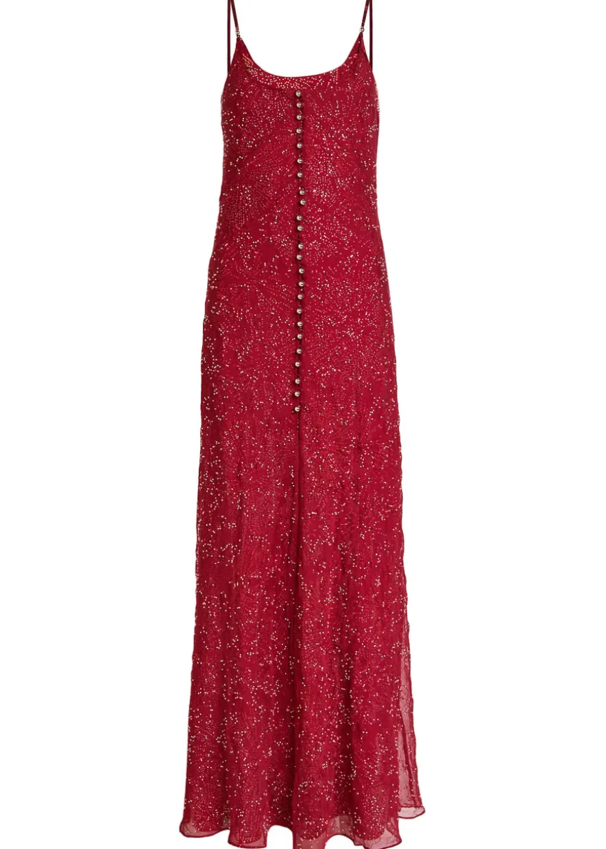 Bead-embellished chiffon maxi dress