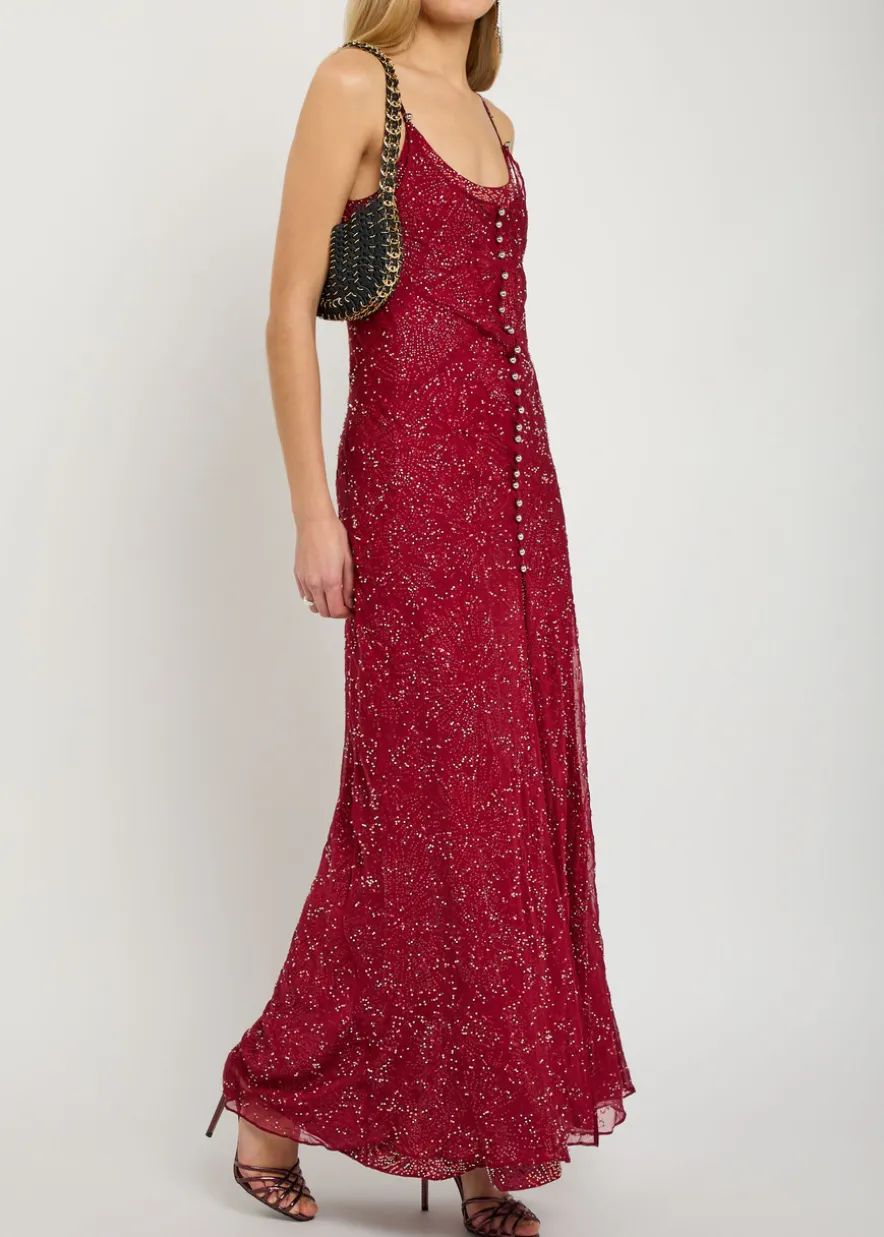 Bead-embellished chiffon maxi dress