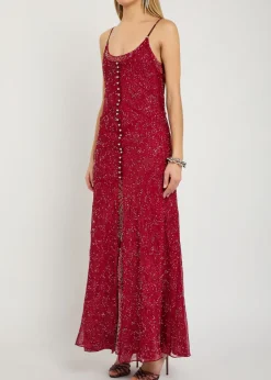 Bead-embellished chiffon maxi dress