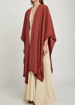 Bead embellished cotton cape