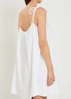 Bead-embellished cotton mini dress