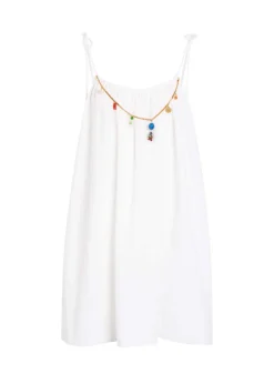 Bead-embellished cotton mini dress