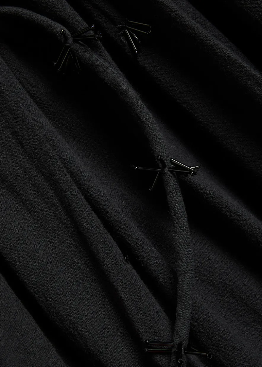 Bead embellished halterneck cotton maxi dress