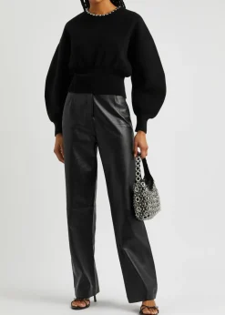 Bead-embellished wool-blend jumper
