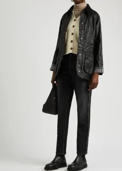 Beadnell black waxed cotton jacket