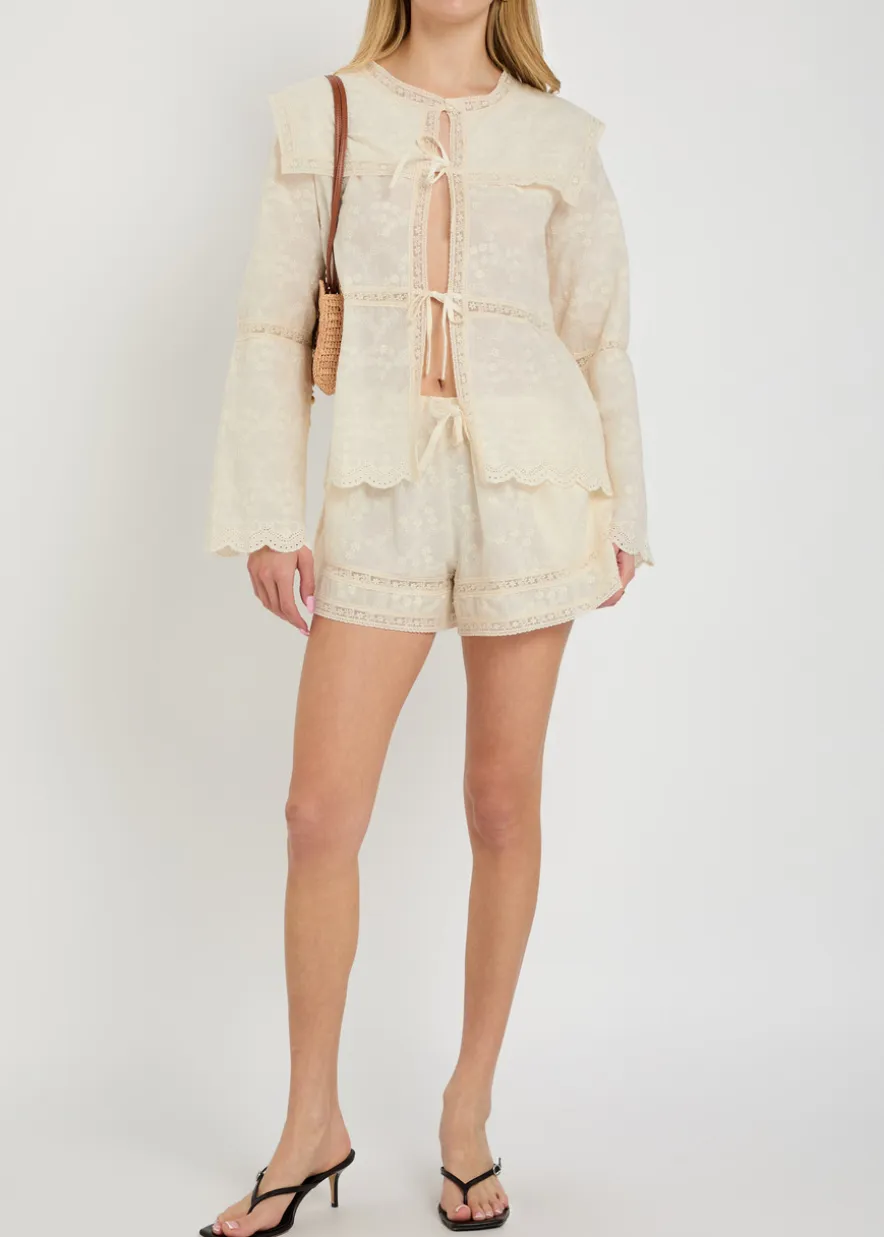 Beau embroidered cotton shorts