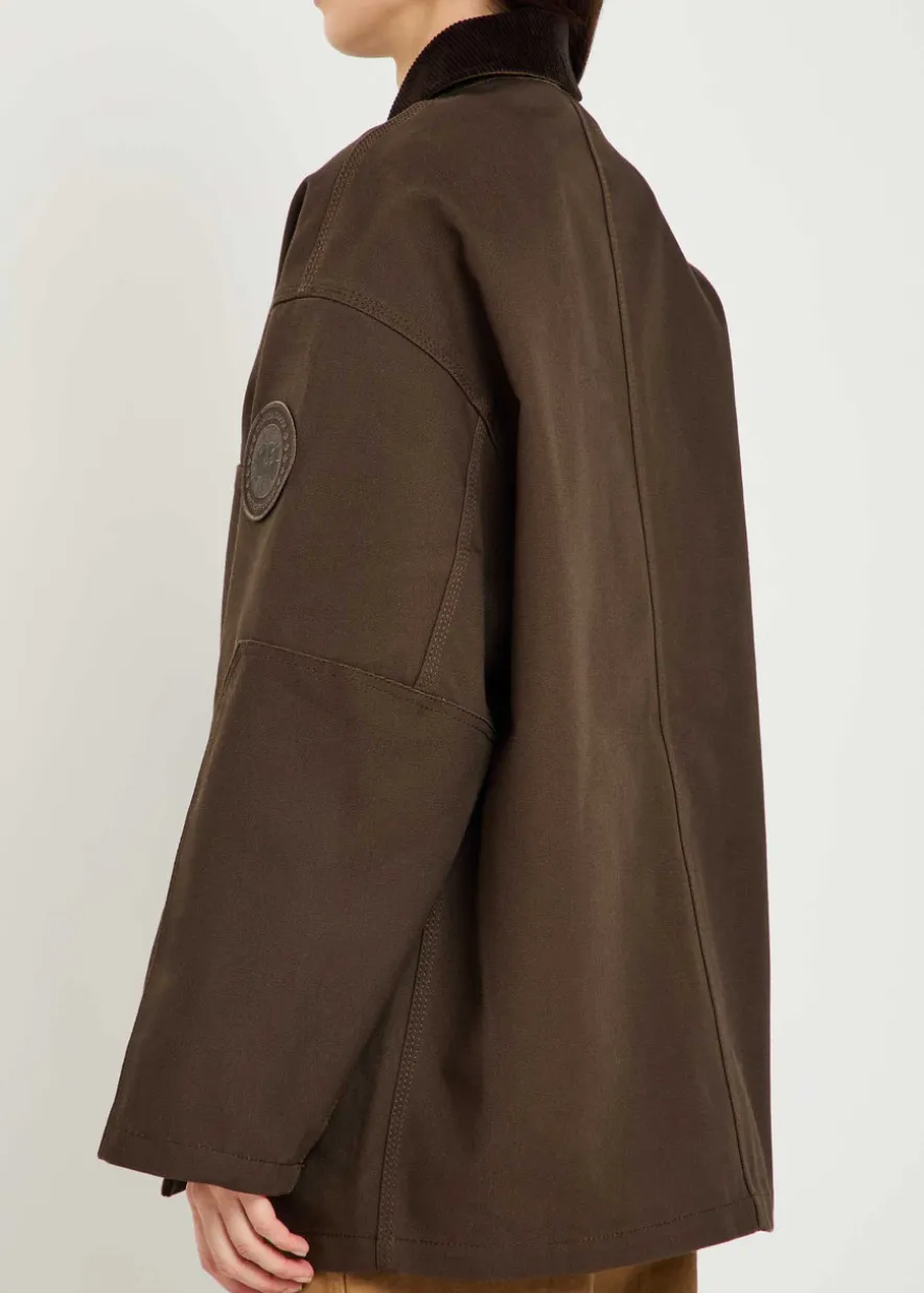 Beaumont corduroy-collar canvas coat