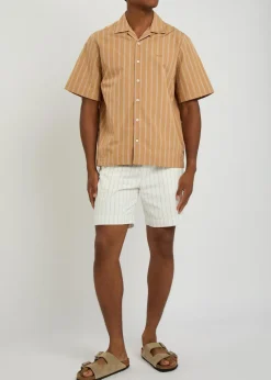 Beckett logo-embroidered striped cotton-poplin shirt