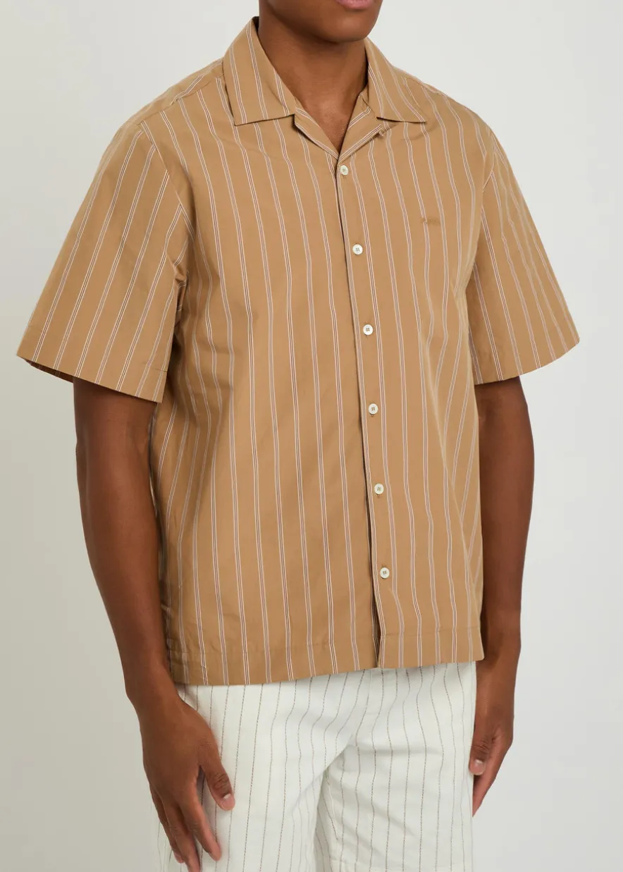 Beckett logo-embroidered striped cotton-poplin shirt