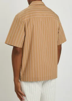 Beckett logo-embroidered striped cotton-poplin shirt