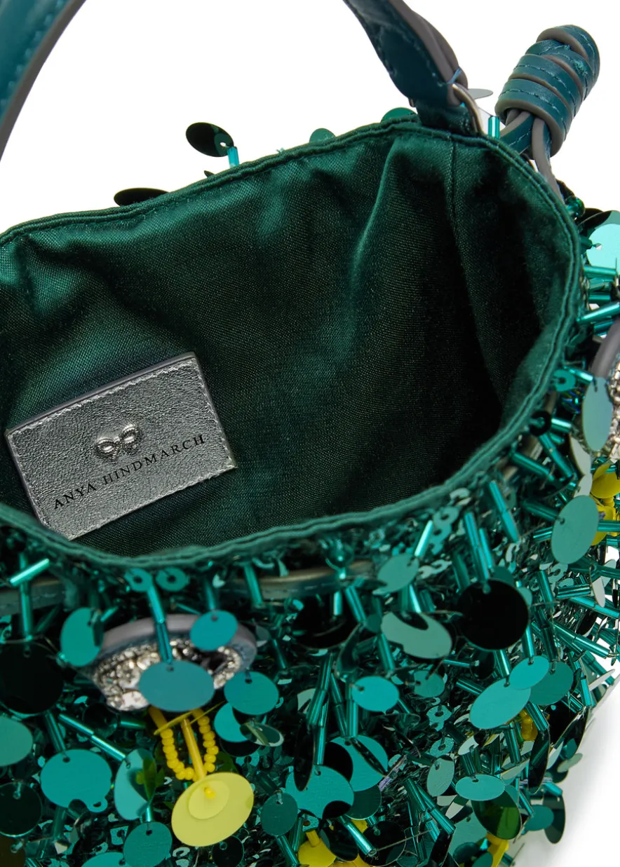 Beetle sequin-embellished satin cross-body bag