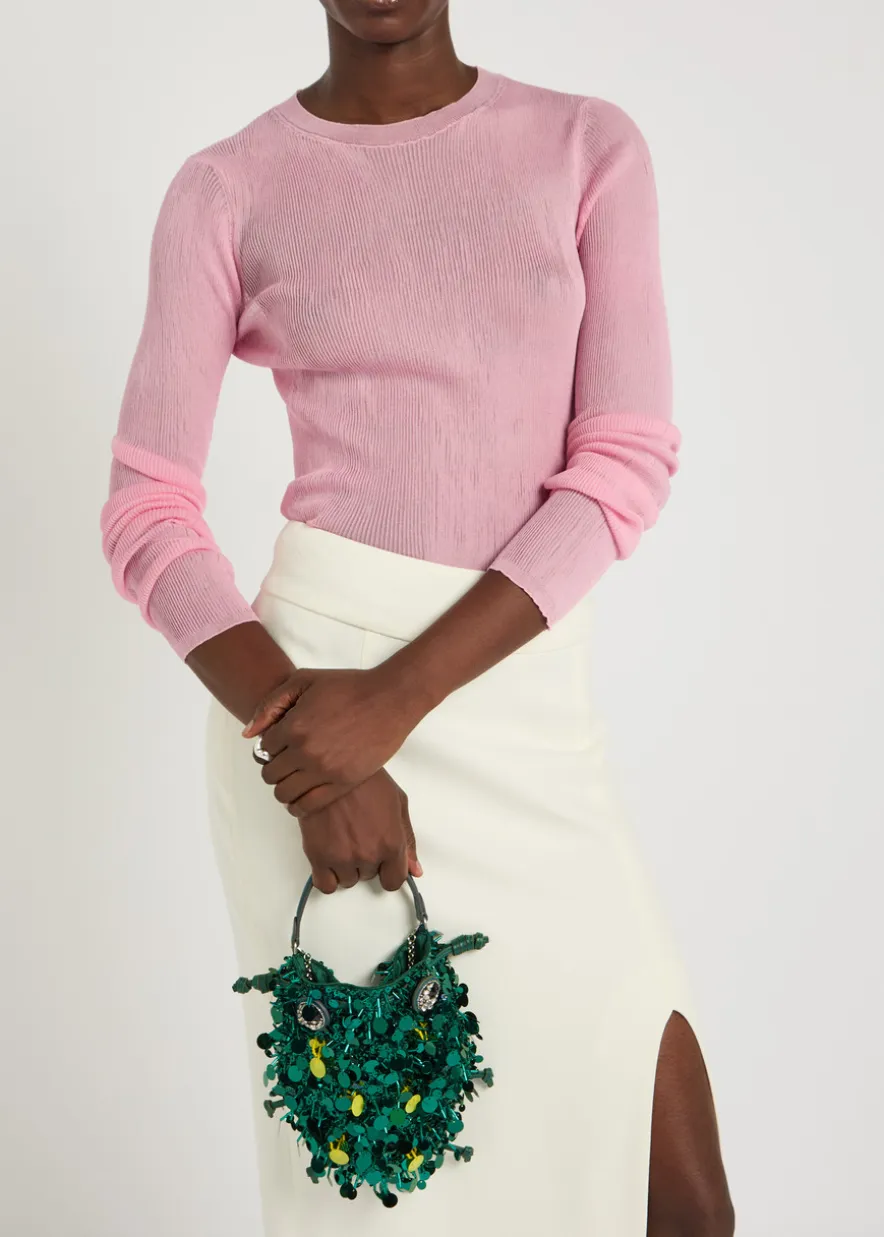 Beetle sequin-embellished satin cross-body bag