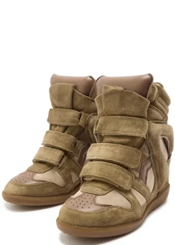 Bekett panelled leather and suede sneakers