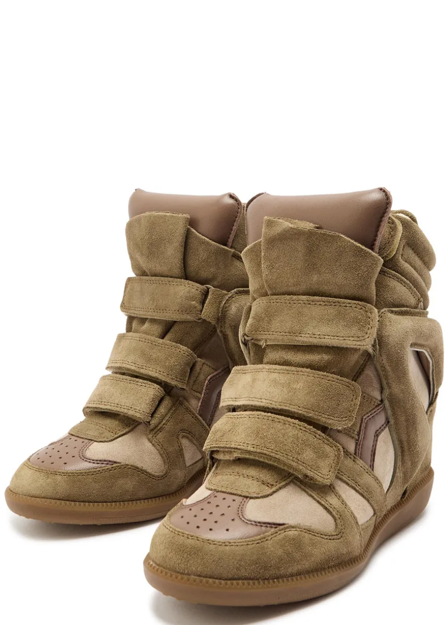Bekett panelled leather and suede sneakers