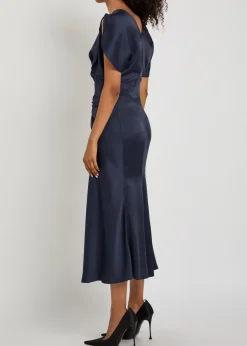 Bela gathered satin-crepe midi dress