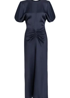 Bela gathered satin-crepe midi dress