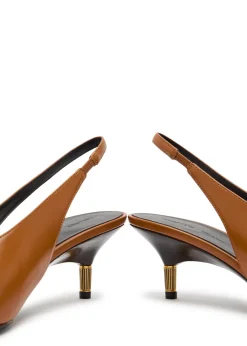 Bella 55 18kt gold-plated leather slingback pumps