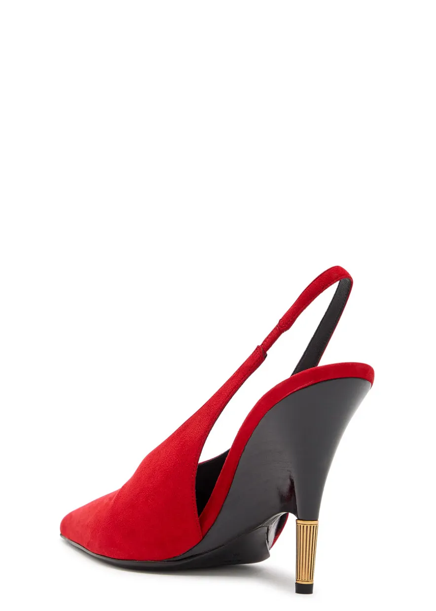 Bella 100 18kt gold-plated suede slingback pumps