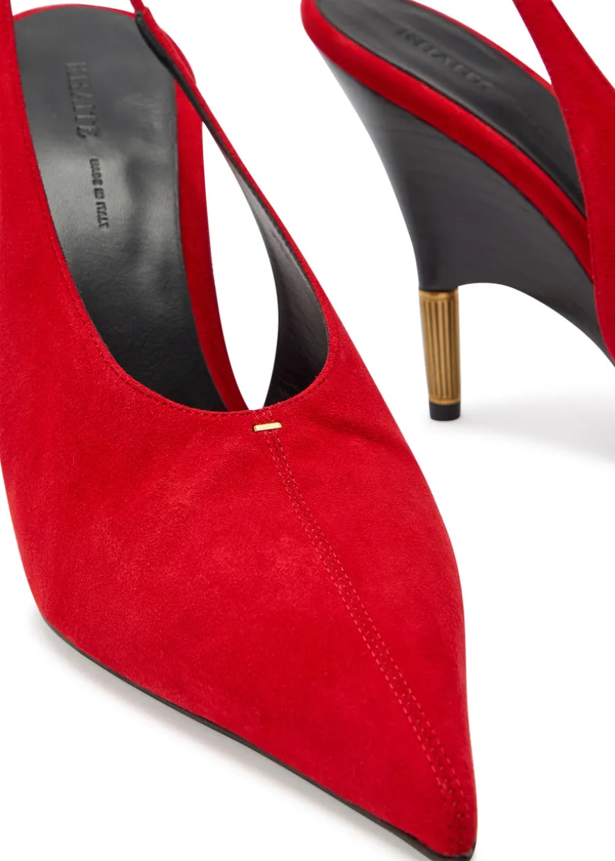 Bella 100 18kt gold-plated suede slingback pumps