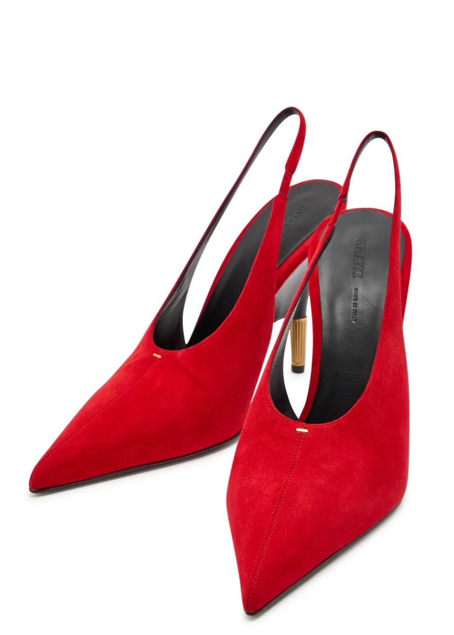 Bella 100 18kt gold-plated suede slingback pumps
