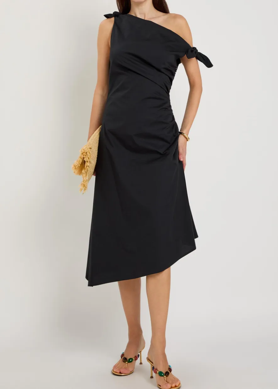 Bellaria ruched stretch-cotton midi dress