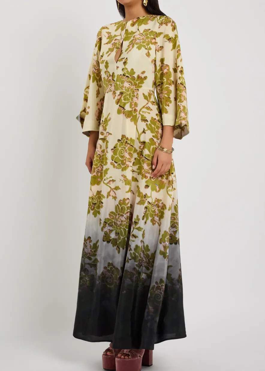 Belle Kaftan printed silk maxi dress