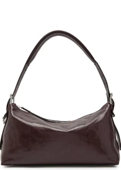 Belted baguette leather shoulder bag