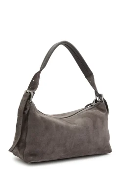 Belted Baguette suede shoulder bag