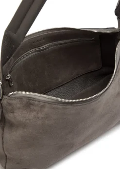 Belted Baguette suede shoulder bag