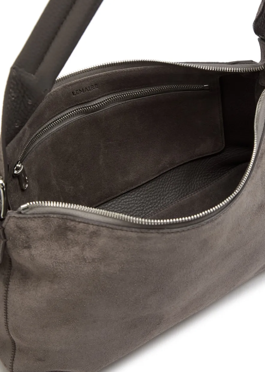 Belted Baguette suede shoulder bag