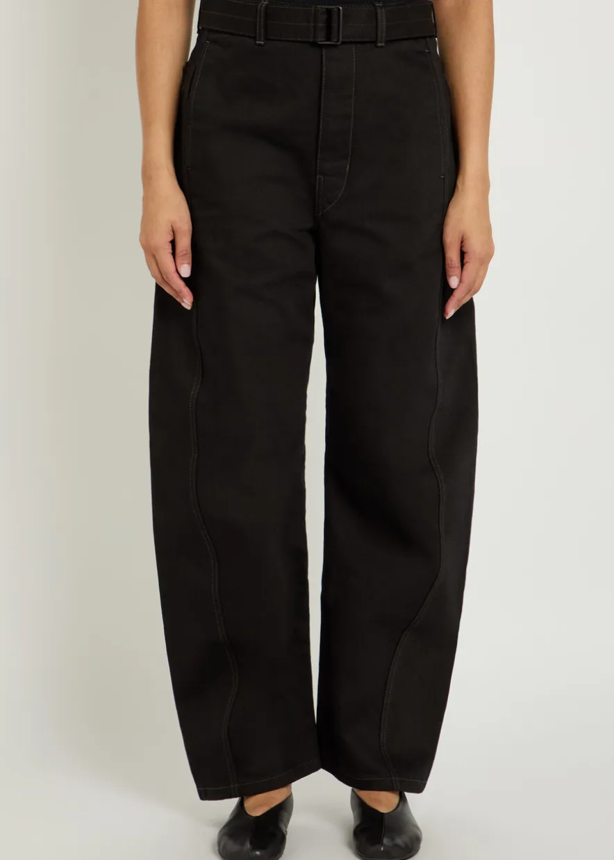Belted barrel-leg jeans