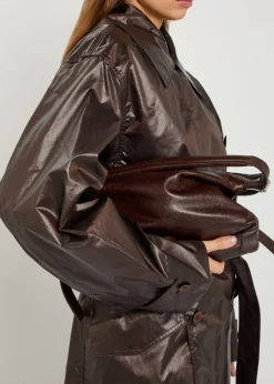 Belted coated cotton-blend trench coat