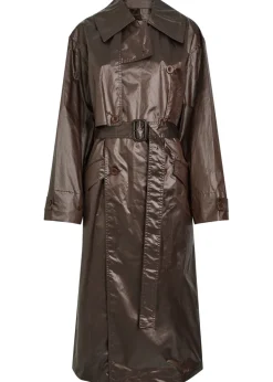 Belted coated cotton-blend trench coat