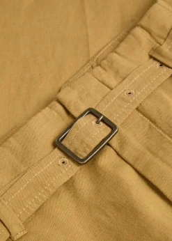 Belted cotton and linen-blend trousers