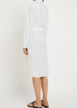 Belted cotton midi shirt dress