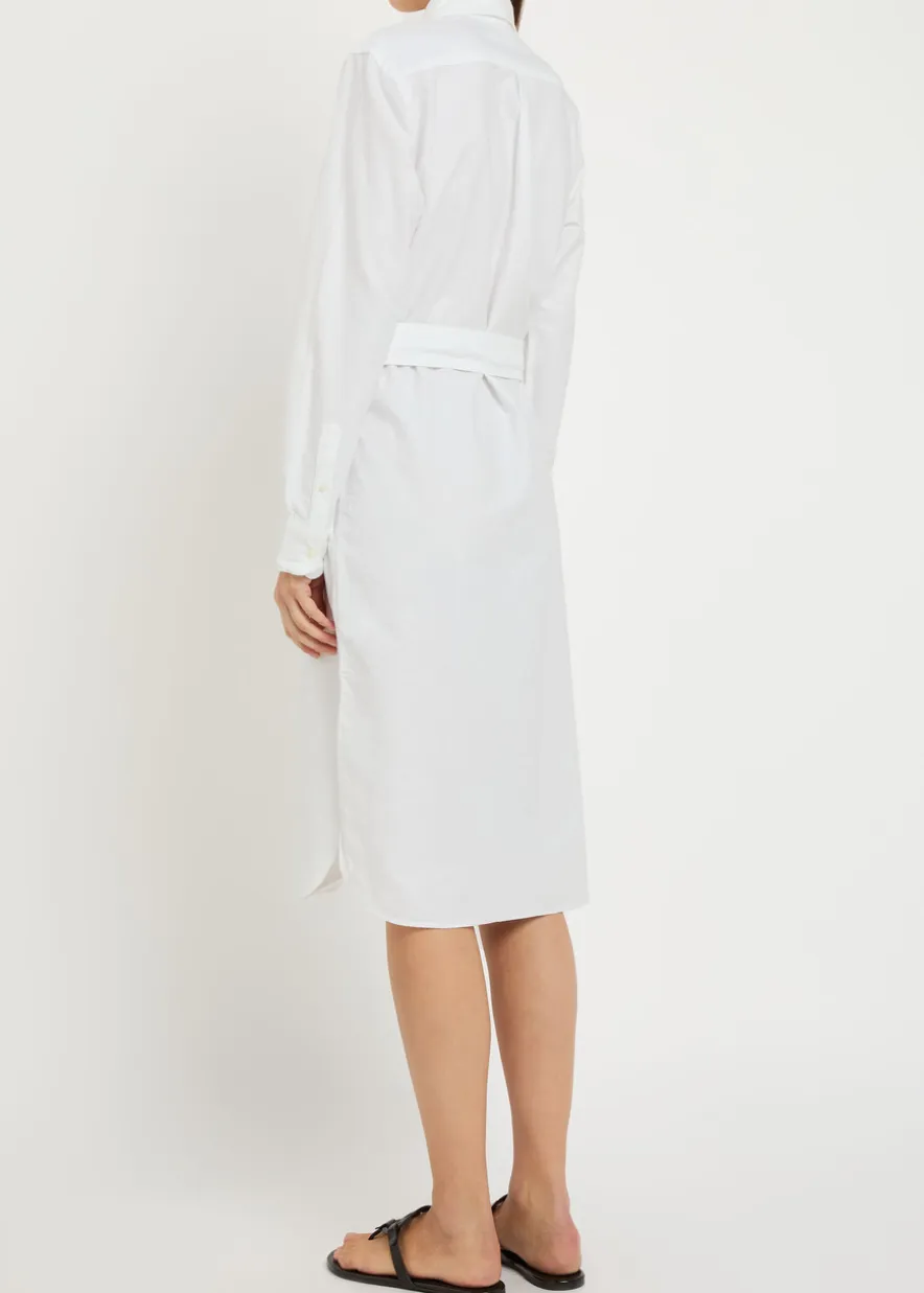 Belted cotton midi shirt dress