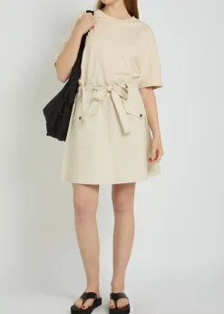 Belted cotton mini T-shirt dress