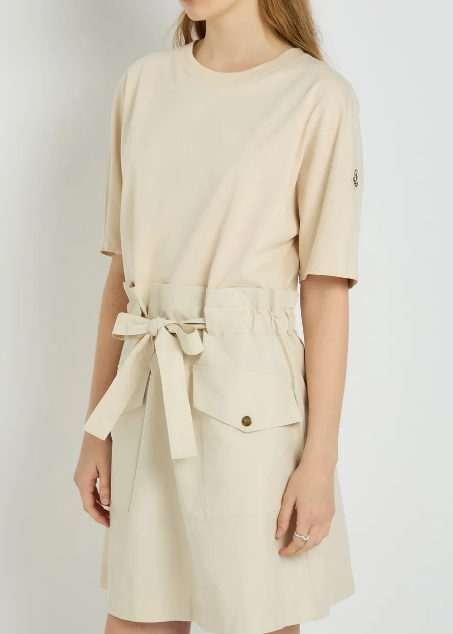 Belted cotton mini T-shirt dress