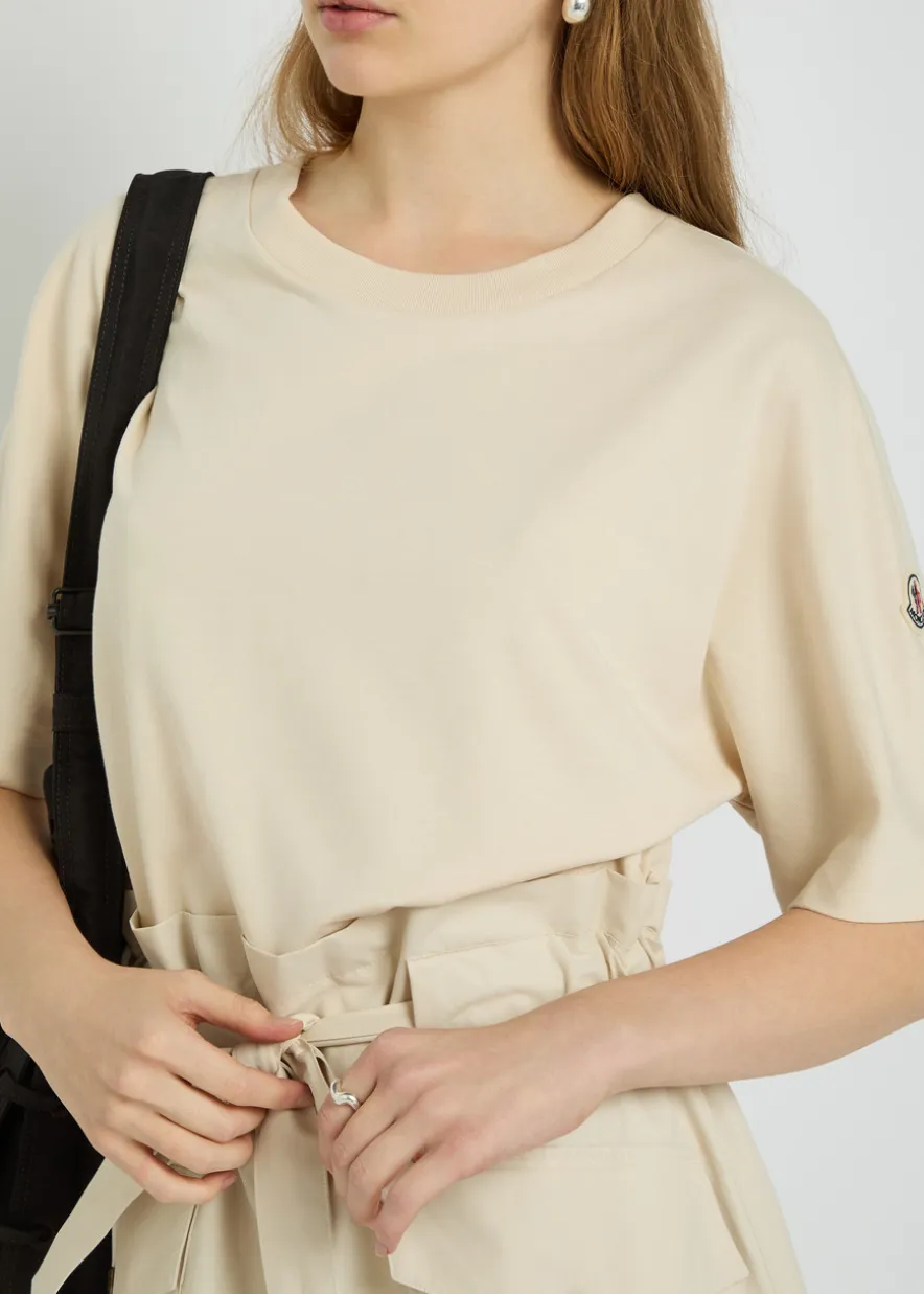 Belted cotton mini T-shirt dress