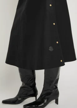 Belted cotton-poplin midi skirt