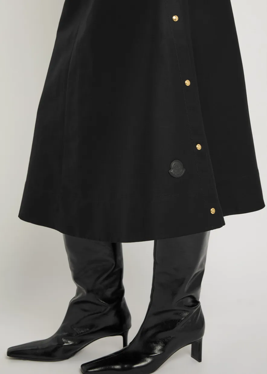 Belted cotton-poplin midi skirt