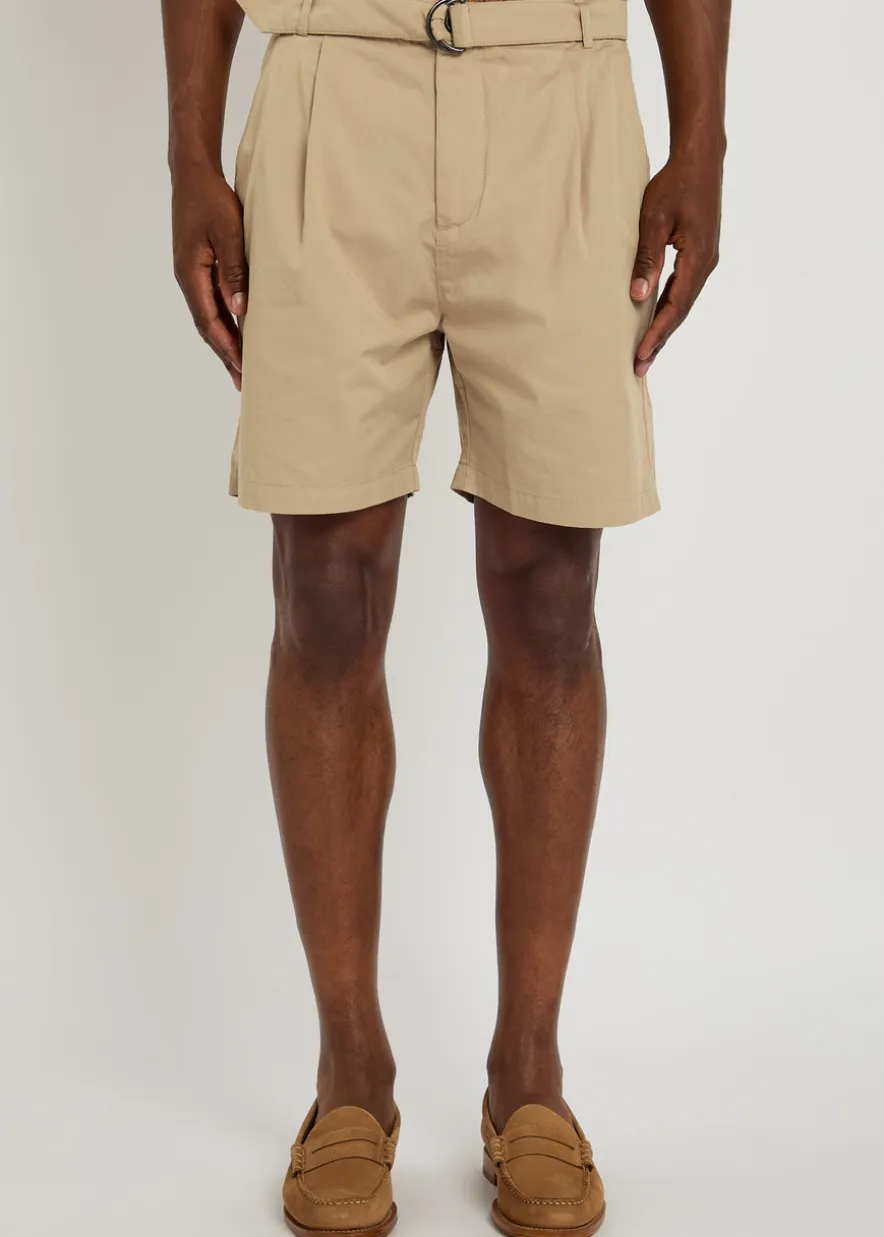 Belted cotton shorts