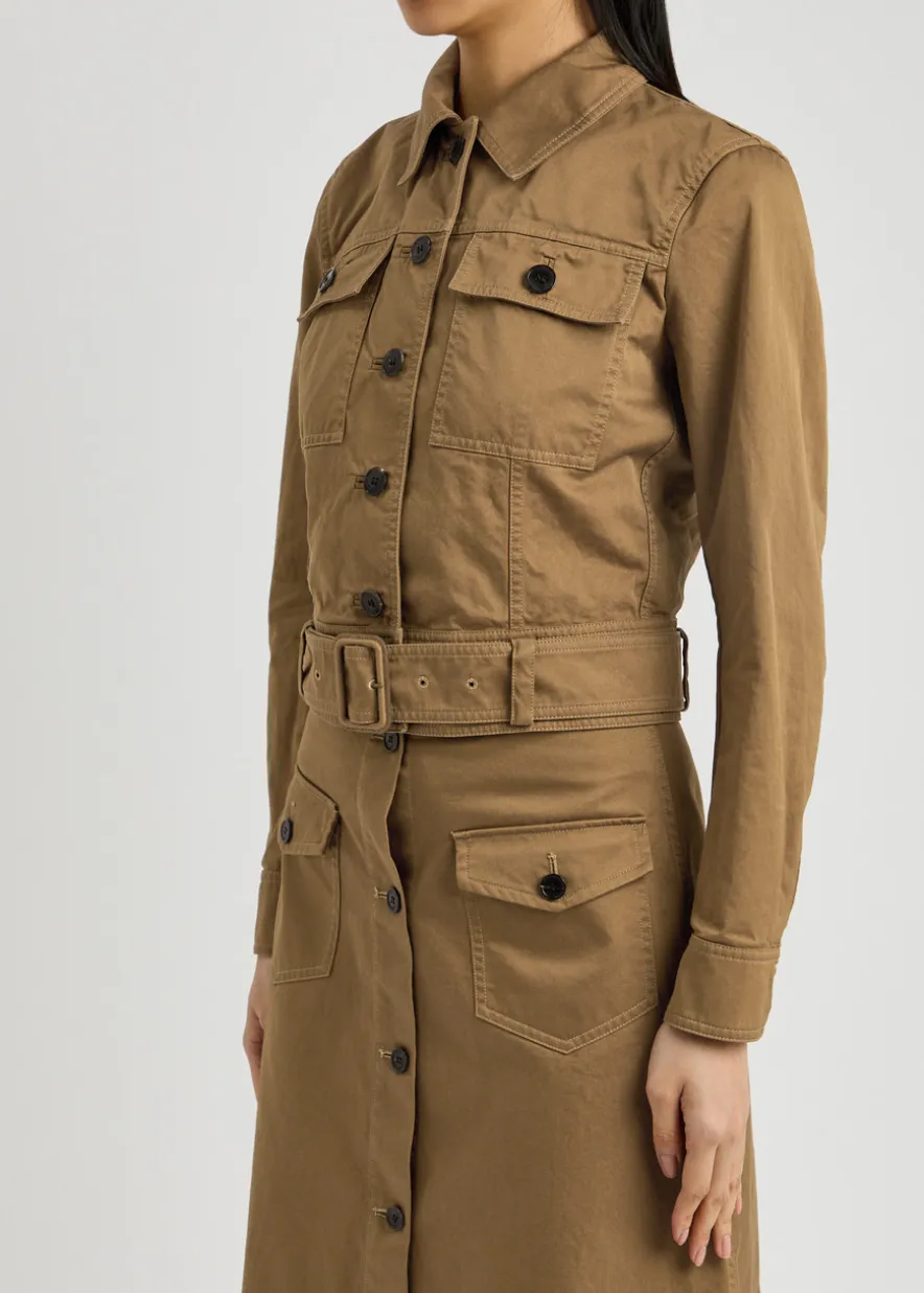 Belted cotton-twill jacket