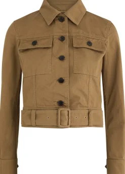 Belted cotton-twill jacket